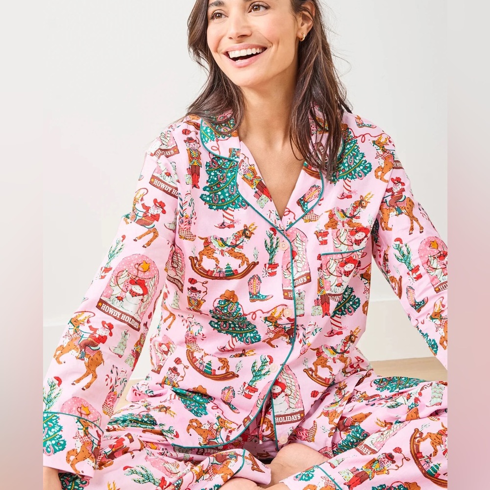 Printfresh‎ Christmas Cowboy Pajamas XL Tall Pink Organic Cotton